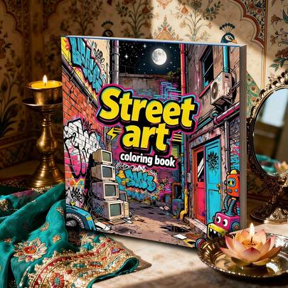 1 Piece American Street Art Coloring Book, Featuring A Blend Of Street Art, Cool Graffiti, And Cyberpunk Retro Styles, Ideal For Stress Relief, Home Leisure, Art Creation, And Travel Entertainment. A Perfect Gift For Family And Friends On Occasions Like Easter, Halloween, Mother's Day, Christmas, And Other Gatherings.