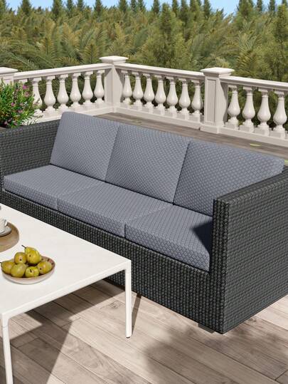 1pc Diamond Jacquard Plush Outdoor Elastic Seat Cushion Cover, Suitable For Outdoor, Living Room, Bedroom, 1/2/3 Seater, All Season