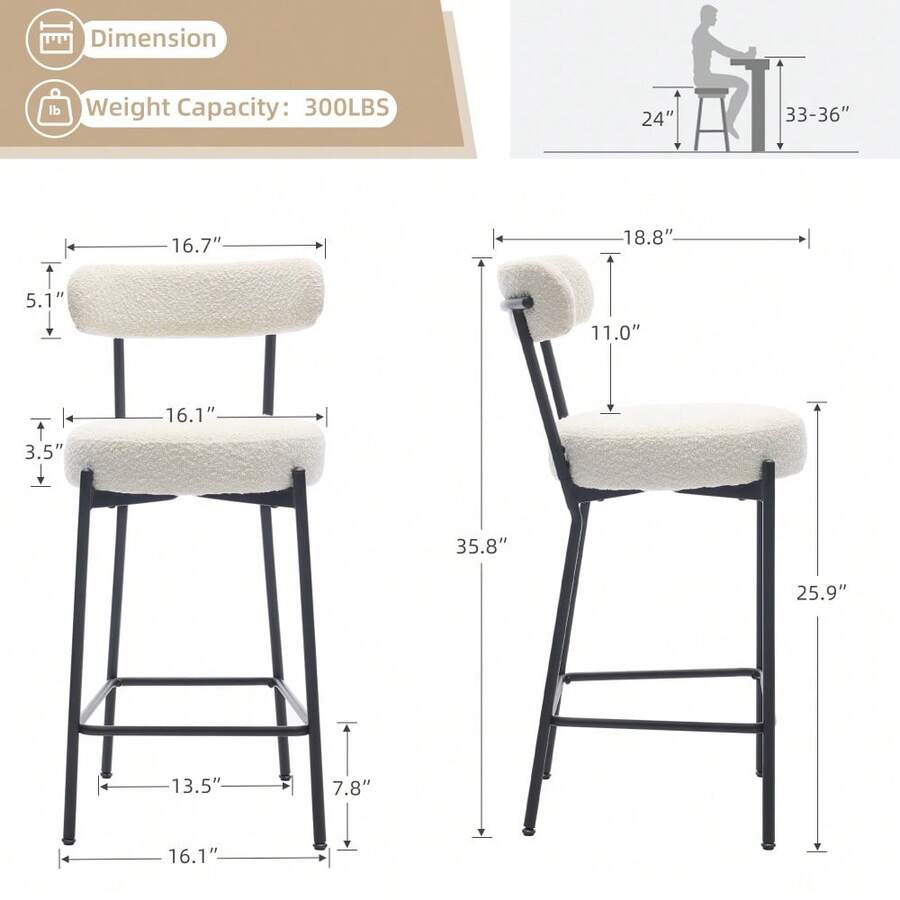 Set de 2 taburetes altos modernos, 65 cm, asientos giratorios tapizados en cuero, respaldo y reposapiés, estructura metálica, ideales para isla de cocina y comedor - Blanco - Ver 1