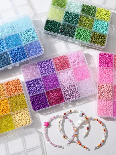 A Kit Containing 6200pcs Of 3mm Glass Seed Beads In Various Colors, Packaged In A 12-Grid Storage Box, Perfect For Jewelry Projects Like Bracelets And Necklaces