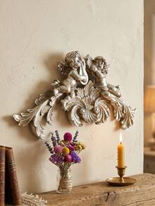 1 bức tượng thiên thần chơi nhạc cụ kiểu châu Âu cổ điển, trang trí treo tường, chất liệu nhựa resin mạ vàng/bạc, thích hợp trang trí tường nhà, khách sạn, đám cưới, tiệc tùng và làm đạo cụ chụp ảnh. - Nhiều màu - Xem 9