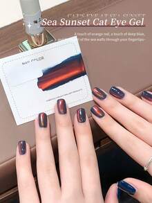 annies 12毫升海洋日落猫眼凝胶指甲油，深蓝色和橙红色磁性美甲凝胶，可卸除UV/LED指甲油，渐变缎面光泽凝胶指甲油，专业美甲DIY - 彩色 - 查看 5