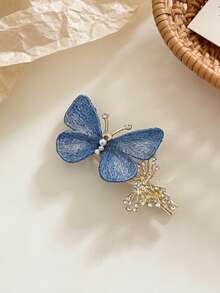 1pc Girl's Hair Clip, Rhinestone Butterfly Hair Clip, Side Bangs Hair Clip, Suitable For Daily Casual/Holiday Party/Wedding Bridesmaid Headdress Hair Accessory - Multicolor - View 3