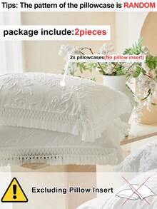 2pcs Boho White Leaf Pattern Cutout Tufted Pillow Covers With Tassels, Vintage Farmhouse Style Polyester Decorative Throw Pillow Cases, Suitable For All Seasons, Decor, Machine Washable, Inserts Not Included - White - View 4