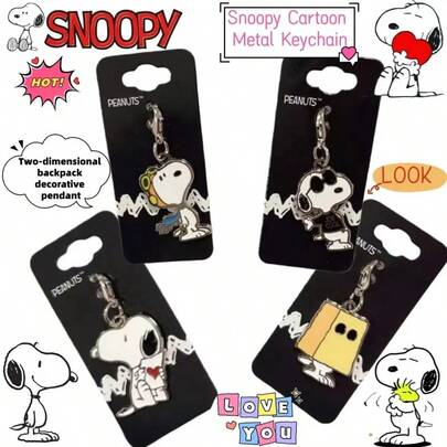  Bộ 1 chiếc/1 cái Móc khóa mini Snoopy series cao cấp mới năm 2026, mặt dây chuyền kim loại hình hoạt hình dễ thương, mềm mại, hình Snoopy hoạt hình, móc khóa mini hình đầu kéo bằng kim loại, kiểu dáng dễ thương, món quà sinh nhật hoàn hảo cho gia đình, bạn bè, người yêu, những món quà bất ngờ nhỏ, lựa chọn hàng đầu cho quà tặng trường học.