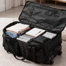 Multi-Functional Rolling Travel Luggage Bag Extra Large Capacity Wheeled Backpack With Shoulder Straps Multi-Pocket Design For Luxury Travel & Daily Use - Black - View 6