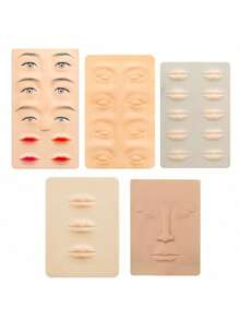 1 Full Face & 3/5 Lips Silicone Tattoo Practice Skin, Realistic Texture For Tattoo Training And Lip Pigmentation Practice, Suitable For Beginners And Artists, Valentine's Day, Tattoo Supplies, Holiday Season Training Tools, Temporary Tattoo - Multicolor - View 10