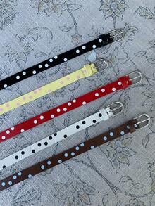 2026 Silver Buckle Polka Dot Y2K Waist Belt, Versatile Contrast Color Waist Accessory - Yellow - View 2