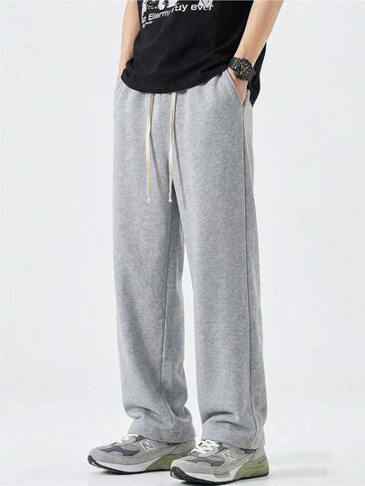 Pantalones de chándal casuales de lino gris para hombres, de corte recto y ajuste holgado con cordón en la cintura, bolsillos laterales, tela suave y transpirable, adecuados para uso diario, fitness, correr y ocio en casa