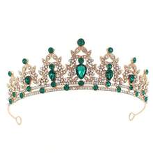 1 件时尚水晶新娘皇冠，巴洛克式奢华水钻女王皇冠，婚纱配饰头饰，婚礼礼物 - 金色紅水晶 - 查看 13