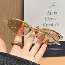 5pcs Geometric Full Frame Plastic Summer Colorful Decorative Design Women's Fashion Glasses , Suitable For Summer Music Festivals, Tropical Beach Vacations, Family Outings, Casual Outfits, Back To School, College Style, Campus Looks And More - 香檳色 1pc - 查看 10