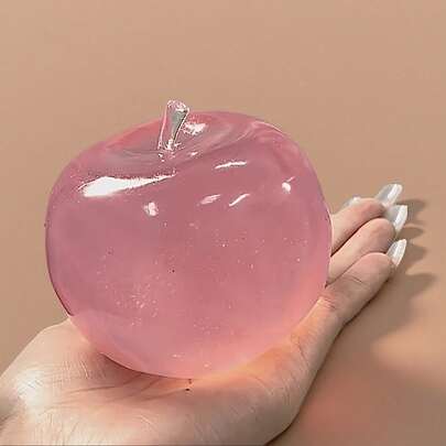 1pc Soft Pastel Color Crystal Apple, Ultra-Thin Skin Texture, Smooth And Soft, Can Be Used As A Stress Ball And Tactile Sensory Toy. Suitable For Desktop Decor, An Excellent Gift To Relieve Office Stress.
