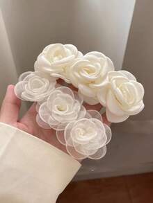 3PCs Hawaiian White Flower Hair Clips For Women, Cute Floral Hair Accessories, Suitable For Beach And Daily Wear,Claw Clips - Multicolor - View 3