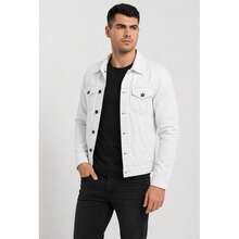Men's Denim Jacket - 白色 - 查看 1