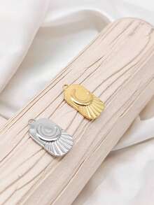 1 pieza Colgante de collar de acero inoxidable con patrón de luna creciente elegante y vintage, adecuado para el uso diario de las mujeres - Multicolor - Ver 2