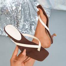 2026夏季新款豹纹方头人字拖，性感女士凉拖 - 米色 - 查看 14