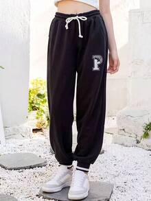 Quần jogger dây rút in chữ PUMA dành cho nữ - màu đen - Xem 3