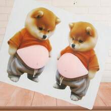 3D立体腹部皱纹贴纸,PP材质装饰贴纸,柴犬狗贴纸 - 彩色 - 查看 7