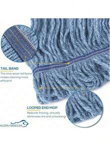 Pack Of 3 HEAVY DUTY Commercial Mop Head Replacement, Wet Industrial Cotton Looped End String Cleaning Mop Head Refill, Blue Mop - 3 計數 - 查看 8