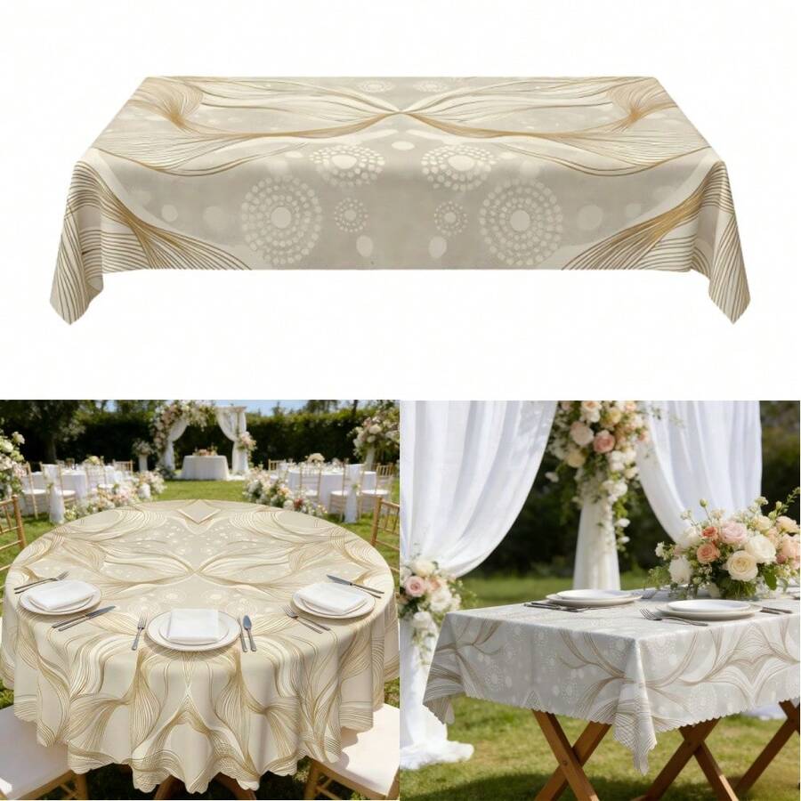1 chiếc khăn trải bàn họa tiết sóng trừu tượng trang nhã màu nâu nhạt và trắng, được làm từ vải polyester với hình ảnh in sắc nét, thích hợp cho sinh nhật, đám cưới, kỷ niệm, tiệc tùng, dã ngoại, ngày lễ và các sự kiện kỷ niệm khác. - A - Xem 1