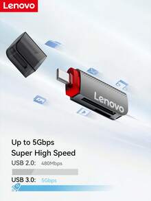 Pembaca Kartu SD Lenovo 2-in-1, Transfer Kecepatan Sangat Tinggi, Kompatibel dengan Berbagai Perangkat, Pasang dan Mainkan, Ringan, Dapat Digantung dengan Tali - View 4