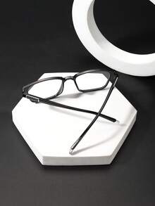 1副男士方形镜框无度数眼镜，聚碳酸酯镜框，纹理优雅复古休闲风格，适合日常通勤、阅读、办公、校园佩戴，带眼镜盒 - 彩色 - 查看 4