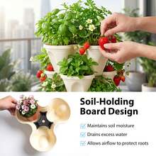 6 Tier Vertical Garden Planter, Self Watering Stackable Planters For Strawberries, Herbs, Flowers, Vegetables, White - 6 Tier - 查看 4