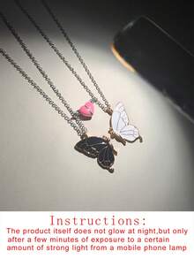 ATLVXJL Set de 2 collares con colgante de corazón y mariposa que brillan en la oscuridad para pareja/amistad, joyería casual adecuada para uso diario y regalo del Día de San Valentín - Multicolor - Ver 9