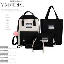 Shendy Vendy Backpack With Large Capacity, 5-Piece Set Fashionable Cool Youth Backpack Pencil Case Laptop School Student - MOD217 黑色 - 查看 3
