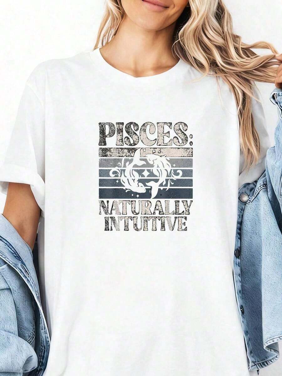 Pisces - Naturally Intuitive - Pisces - Short Sleeve Casual T-Shirt - White - View 1