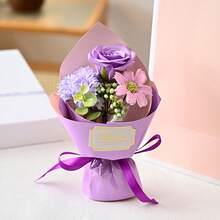 手工皂花束，人造玫瑰，康乃馨，雏菊，跨境批发礼品 - 紫色 - 查看 6