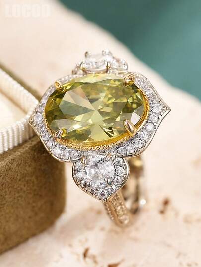 1pc Luxurious Cubic Zirconia Stone Ring, Suitable For Women, Ideal For Weddings, Engagements, Anniversary Parties, Valentine's Day Gifts