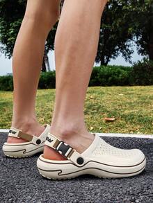 Dép xỏ ngón thoáng khí, có lỗ thoáng khí và quai gót điều chỉnh được, dép xăng đan chống trơn trượt, dép lê hở gót ngoài trời. - trắng - Xem 7