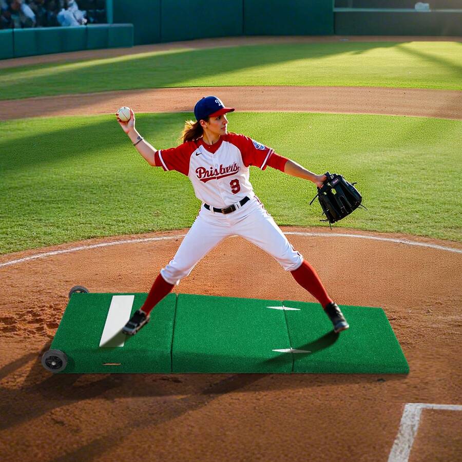 Pitching Mound, Portable Baseball Pitcher's Mound, 90 In IIndoor Outdoor Pitching Practice And Training Equipment, Softball Pitching Aids With Antifade Turf, Pitching Rubber, Carry Handles - 90 in - 查看 1