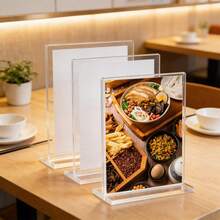 1pc A6/A5/A4 Acrylic Double-Sided Transparent Table Card Holder, Menu Display Stand With Card Slot, Restaurant Table Sign Holder, Desk Top Label Stand, Suitable For Restaurant, Events, Graduation Ceremony And Office Use - Table Cards - View 2