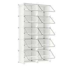 SONGMICS Shoe Rack, 10 Cubes Shoe Organizer With Doors, 40 Pair Plastic Shoe Storage Cabinet, For Bedroom, Entryway, Steel Frame, Plastic Panel - 白色 - 查看 11