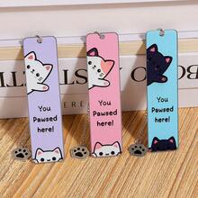 Bộ đánh dấu sách hình mèo dễ thương bằng thép không gỉ - Thiết kế "Bạn đã đặt chân đến đây" với mặt dây chuyền hình bàn chân, món quà hoàn hảo cho những người yêu mèo và những người yêu sách. - Hình chữ nhật - Xem 5