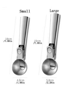 1pc/2pcs Stainless Steel Dual-Use Ice Cream Scoop, Multifunctional Ice Cream Ball Spoon, Ice Cream & Fruit Spoon - Silver - View 7