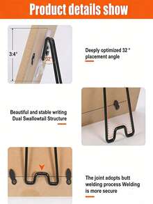 Stainless Steel Frame Bracket - Self-Adhesive Adjustable Black Bohemian Style Metal Display Rack, Suitable For Artwork, Photos, Home Decor And Exhibitions, Minimalist Design, Stable Structure - Multicolor - View 6