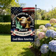 250 Year American Anniversary Flag, God Bless America, 250th Garden Flag For Outside, Patriotic Banner Double-Sided Eagle Design, Commemorative 1776-2026 Banner For Patio Lawn Yard Outdoor Decor (B # , 12"X18" - 單面印刷 - 查看 3