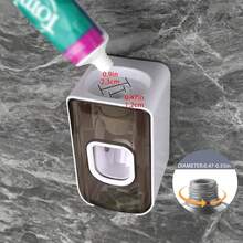 2 In 1 Grey Wall Mounted 2 Slot Toothbrush Rack Integrated Toothpaste Squeezer Adhesive Bathroom Storage Organizer For Shower RV Camper Kitchen Vanity Space Saving Decor - White - View 5