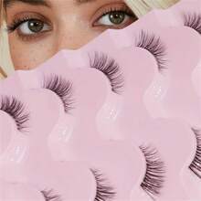 LIMEIKAI 5 Pairs Transparent Base False Eyelashes, Natural Look, Suitable For Party And Club - Pink - View 9