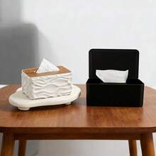 Multi-Piece Car Tissue Box, Bathroom Tissue Holder, Wooden Luxury Facial Tissue Box, High-End Tissue Storage Organizer Set - Multicolor - View 3