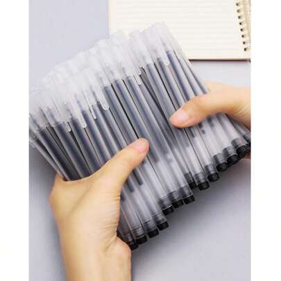10/20/30/50 piezas Bolígrafos de gel minimalistas y transparentes con escarcha, punta fina de 0.5 mm con tinta negra para una escritura suave, útiles escolares y de oficina, artículos de papelería estéticos para diarios y toma de notas