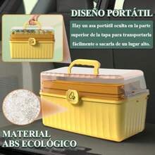 Caja de Almacenamiento de Medicamentos de Gran Capacidad 3 Capas Caja de Almacenamiento Primeros Auxilios con Cubierta transparente Portátil Resistente al agua y a los golpes Amarillo 32*18*22cm - Amarillo - Ver 6