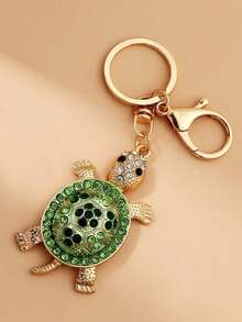 Sparkly 3D Sea Turtle Keychain For Women, Realistic Ocean Animal Pendant With Rhinestone-Studded Alloy Shell, Glitter Y2K Aesthetic Bag Charm For Backpack Purse Car Keys, Durable Metal Key Ring Accessory, Unique Gothic Birthday Gift For Teen Girls Young Adult Friends Travel Cruise Vacation Souvenir - màu xanh lá - Xem 4