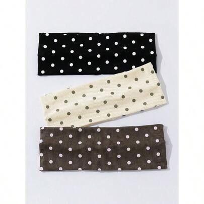 Women Bandana 3pcs/Set Women's Polka Dot Printed Soft Non-Slip Headbands, Elastic Yoga Sports Hair Accessories, Versatile For Daily Wear And Various Occasions Hair Bands, Hairband Fall Winter For Vacation Outfits Woman Elegant Scarf