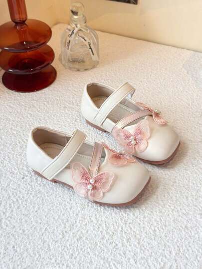 1 Pair Girls' Cute Princess Flat Leather Shoes, Breathable Soft Sole Non-Slip Versatile Children Shiny Patent Leather Mary Jane Square Toe Bow Decor Fashion Infant Toddler Indoor Outdoor Casual Shoes, Convenient For Spring, Summer, Autumn
