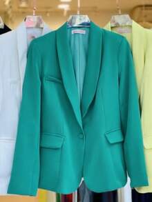 Women's Blazer With Lining, Formal, Overcoat, Suit, Tailored, Elegant, Comfortable, Modern Tailoring - Green - View 5