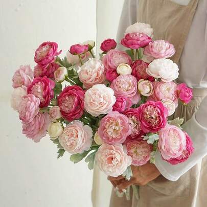 Vintage Artificial Peony Flower Bouquet, Fade-Resistant And Maintenance-Free. These Lifelike Artificial Flowers Are Suitable For Home Decor, Wedding Table Settings, Decorations, Photography Props, Celebrations And Gifts.